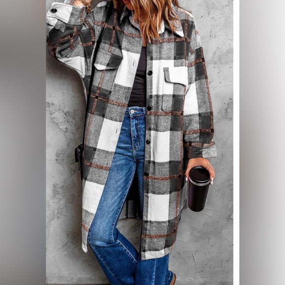 Womens Long flat Jacket Long Sleeve Button Down flannel (chose Color/SZ - Picture 7 of 14